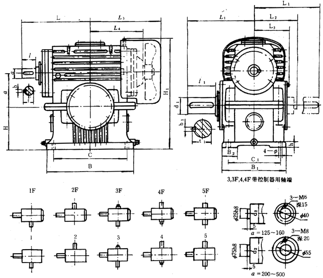 蝸輪減速器外形、安裝尺寸