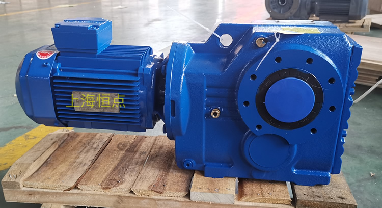 KA77減速機 輸入配方殼電機 輸出通孔 藍色實物圖 -上海恒點