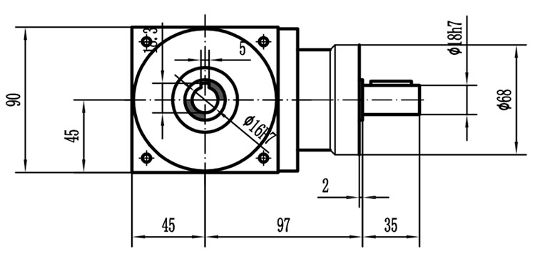 HDA09系列換向器：HDA09-2：1-E外形安裝尺寸圖2